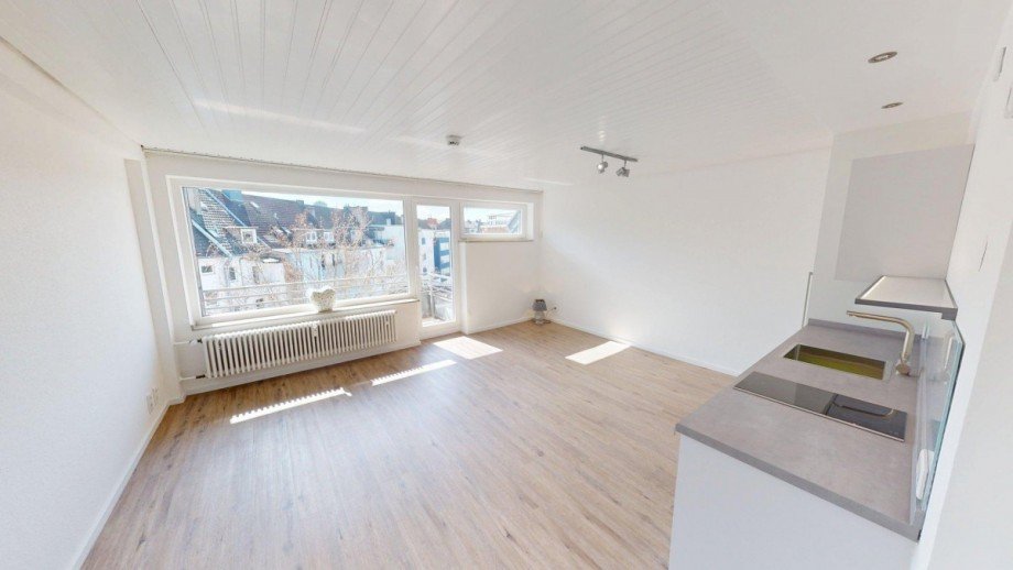 Wohn/Schlafzimmer mit hochwertiger K�che und Balkon Wohnung D�sseldorf